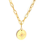 Collier avec pendentif rond en diamant Lucky Star
