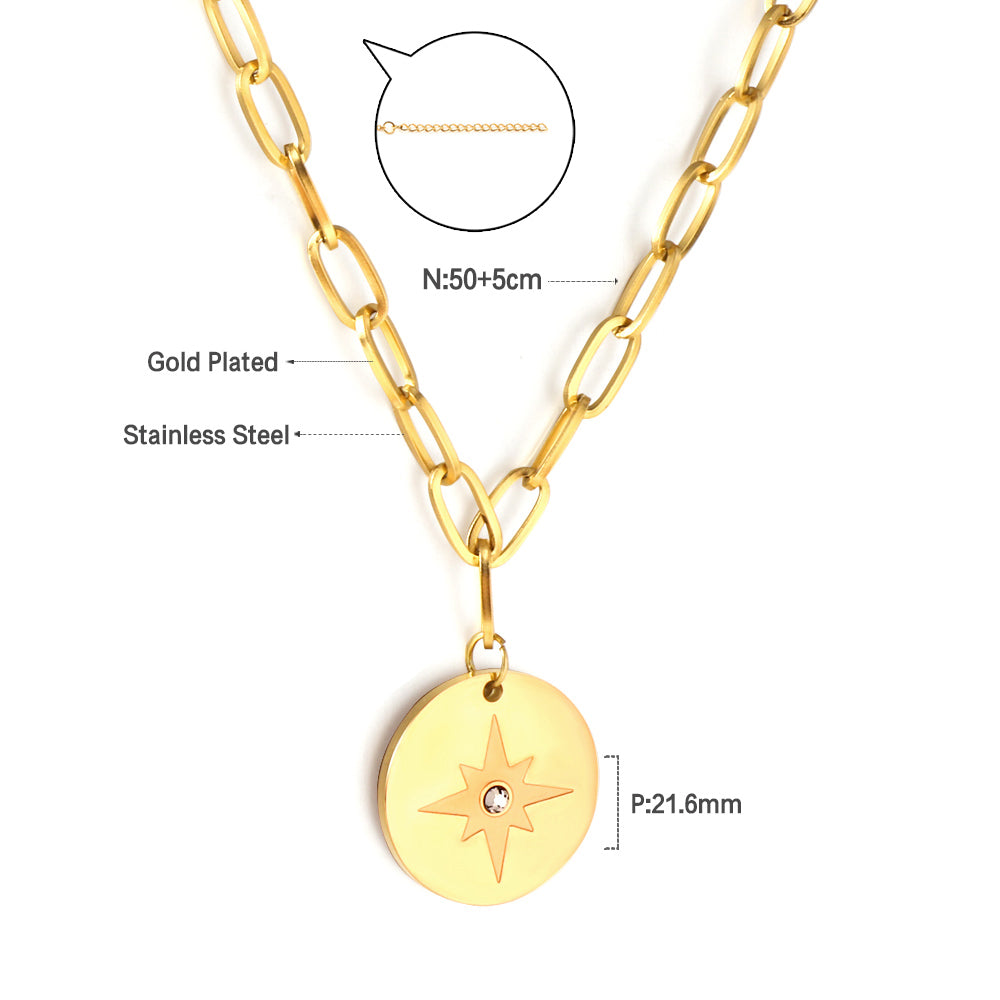 Ronde Lucky Star Diamanten Hanger Ketting