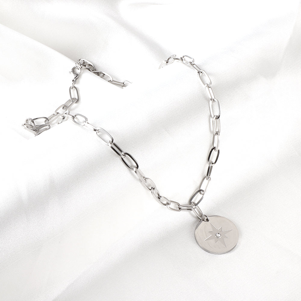 Collier avec pendentif rond en diamant Lucky Star