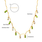 Rechthoekige, gemengde-kleur vierkante diamanten ketting