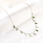 Rechthoekige, gemengde-kleur vierkante diamanten ketting