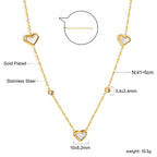 Collier avec pendentif triple cœur coquillage et diamant