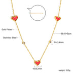 Collier avec pendentif triple cœur coquillage et diamant