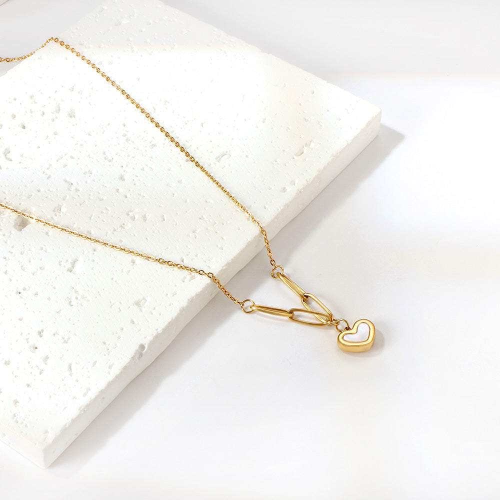 Hart Witte Schelp Hanger Ketting