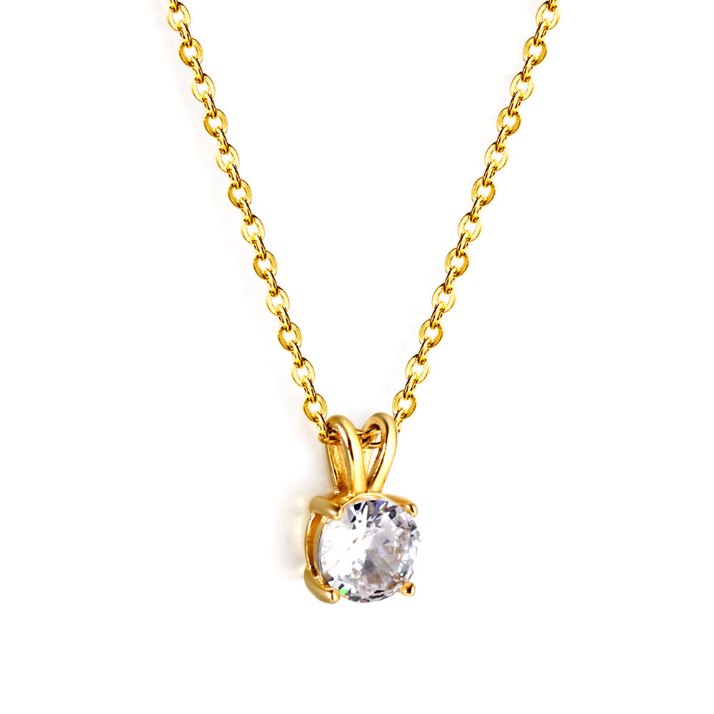 Ketting met ronde diamanten hanger in meerdere kleuren