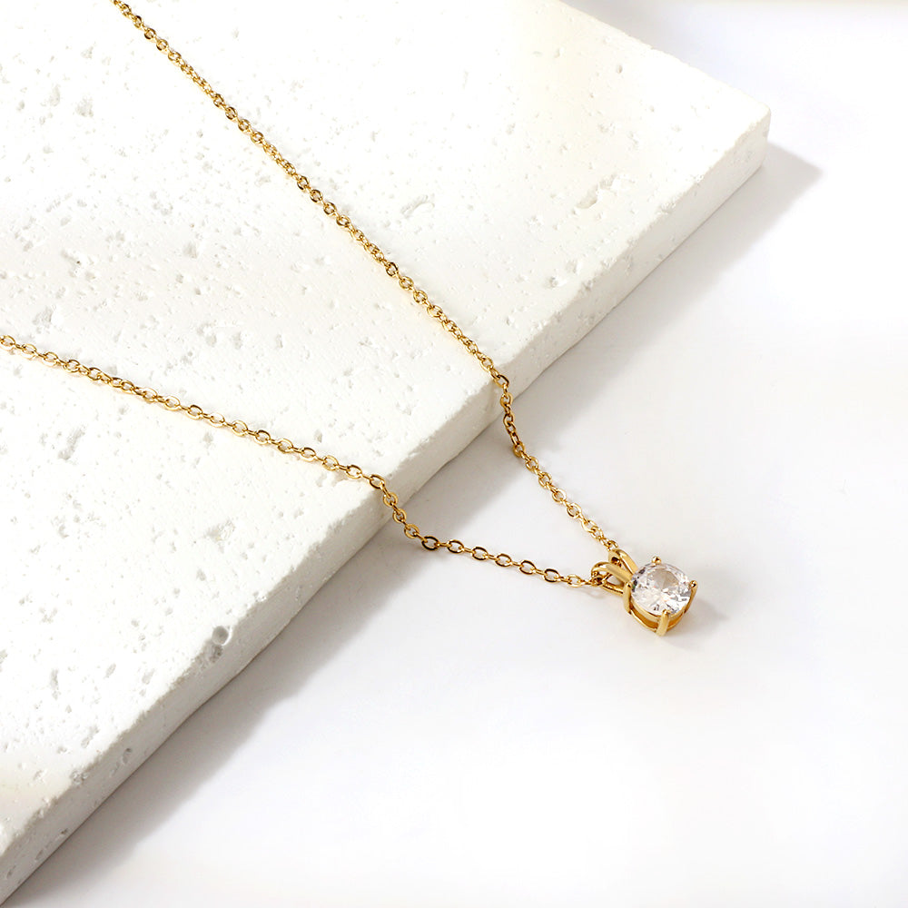 Ketting met ronde diamanten hanger in meerdere kleuren
