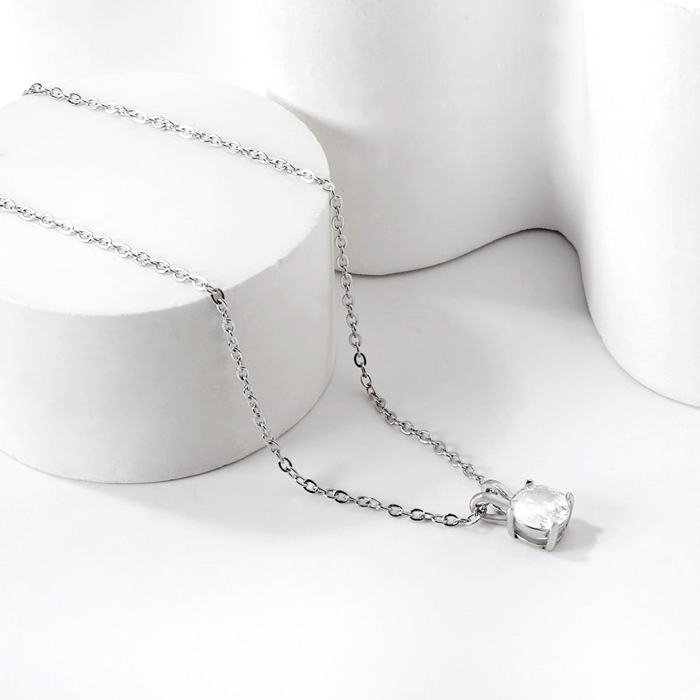 Ketting met ronde diamanten hanger in meerdere kleuren