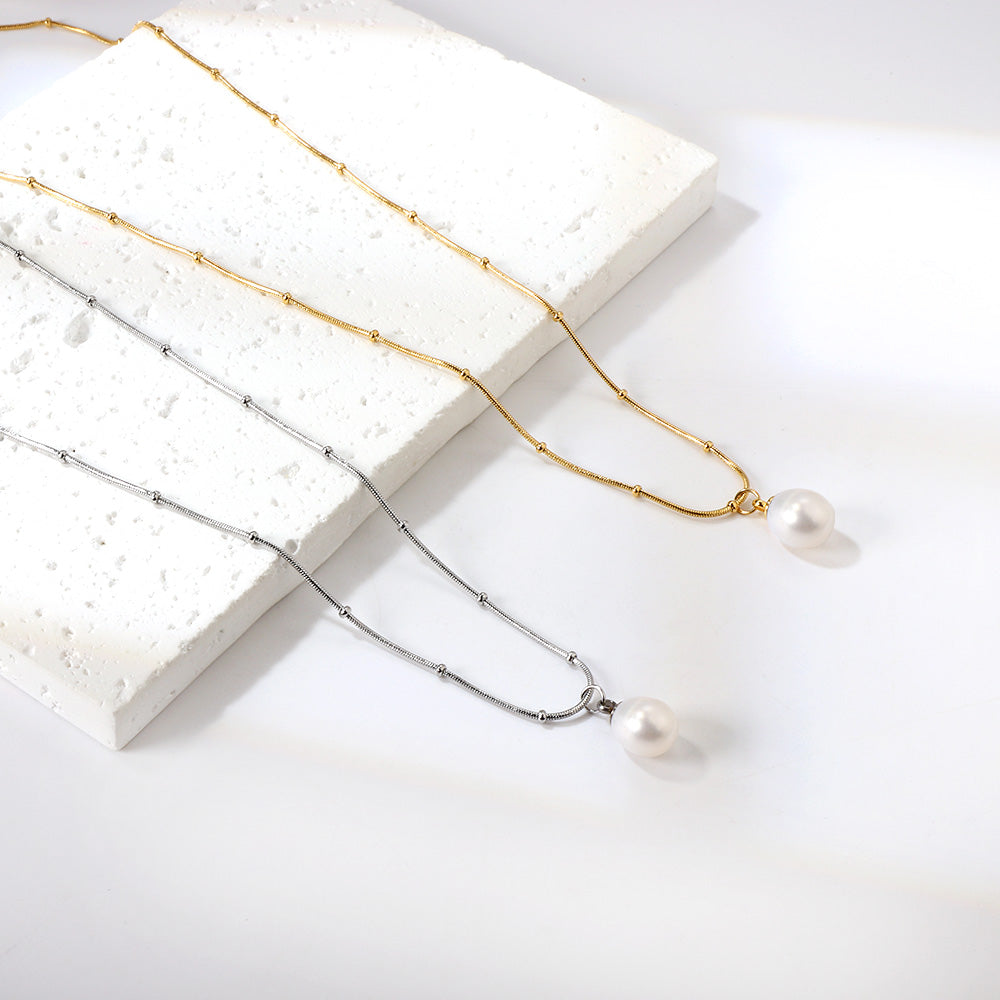 Witte parel hanger ketting