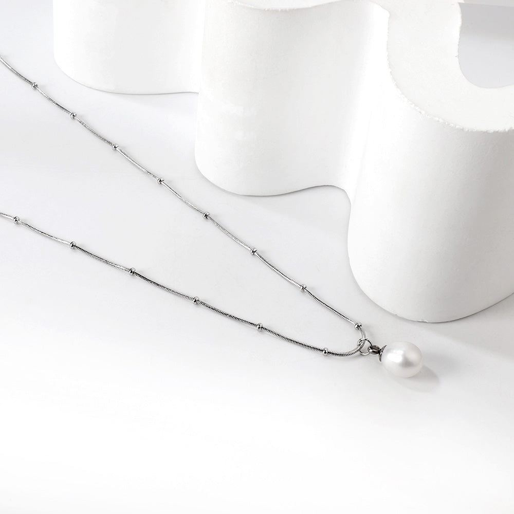 Witte parel hanger ketting