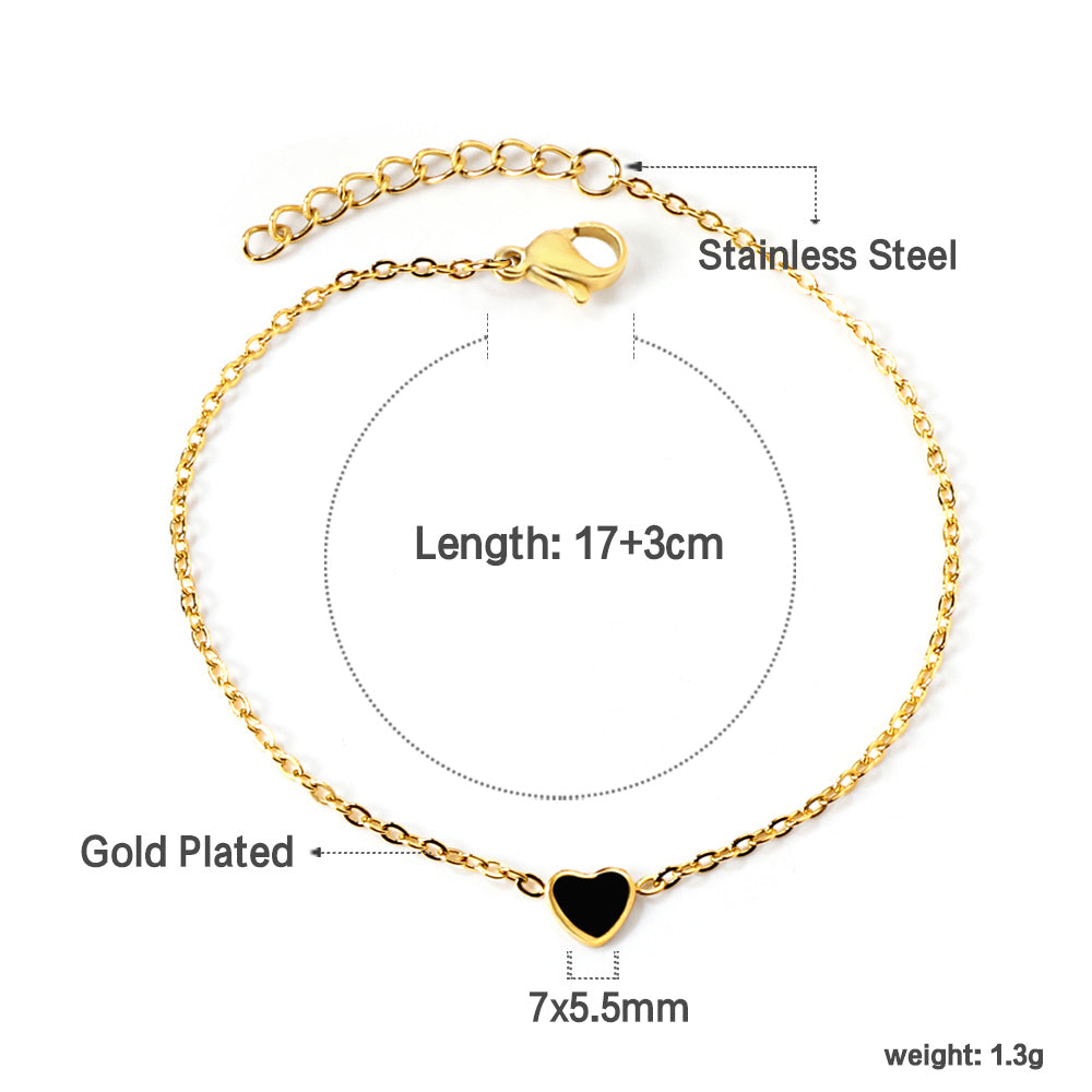 Bracelet à breloques cœur rouge et noir