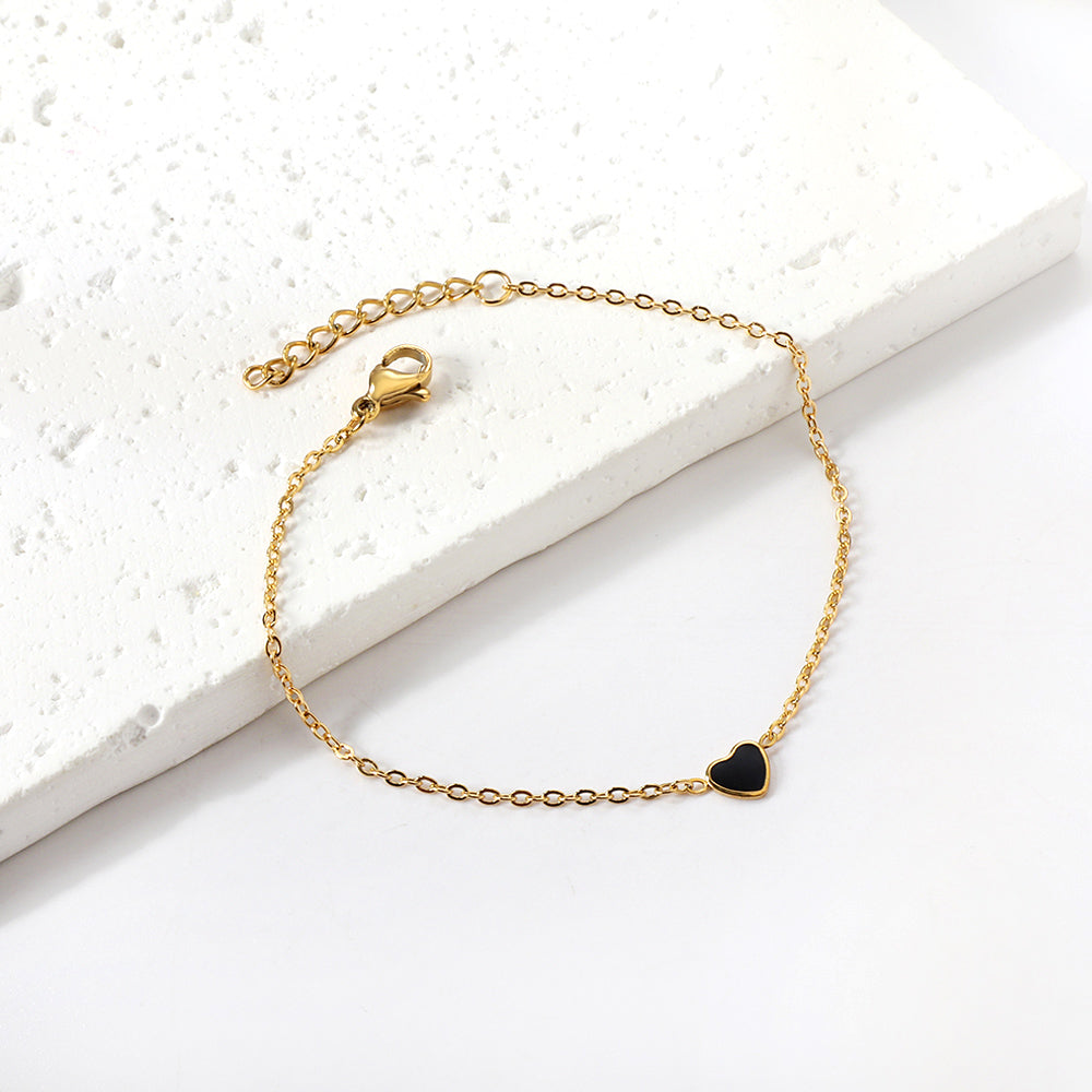 Bracelet à breloques cœur rouge et noir