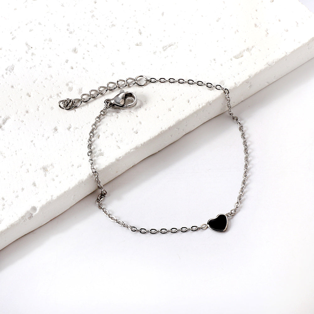 Bracelet à breloques cœur rouge et noir