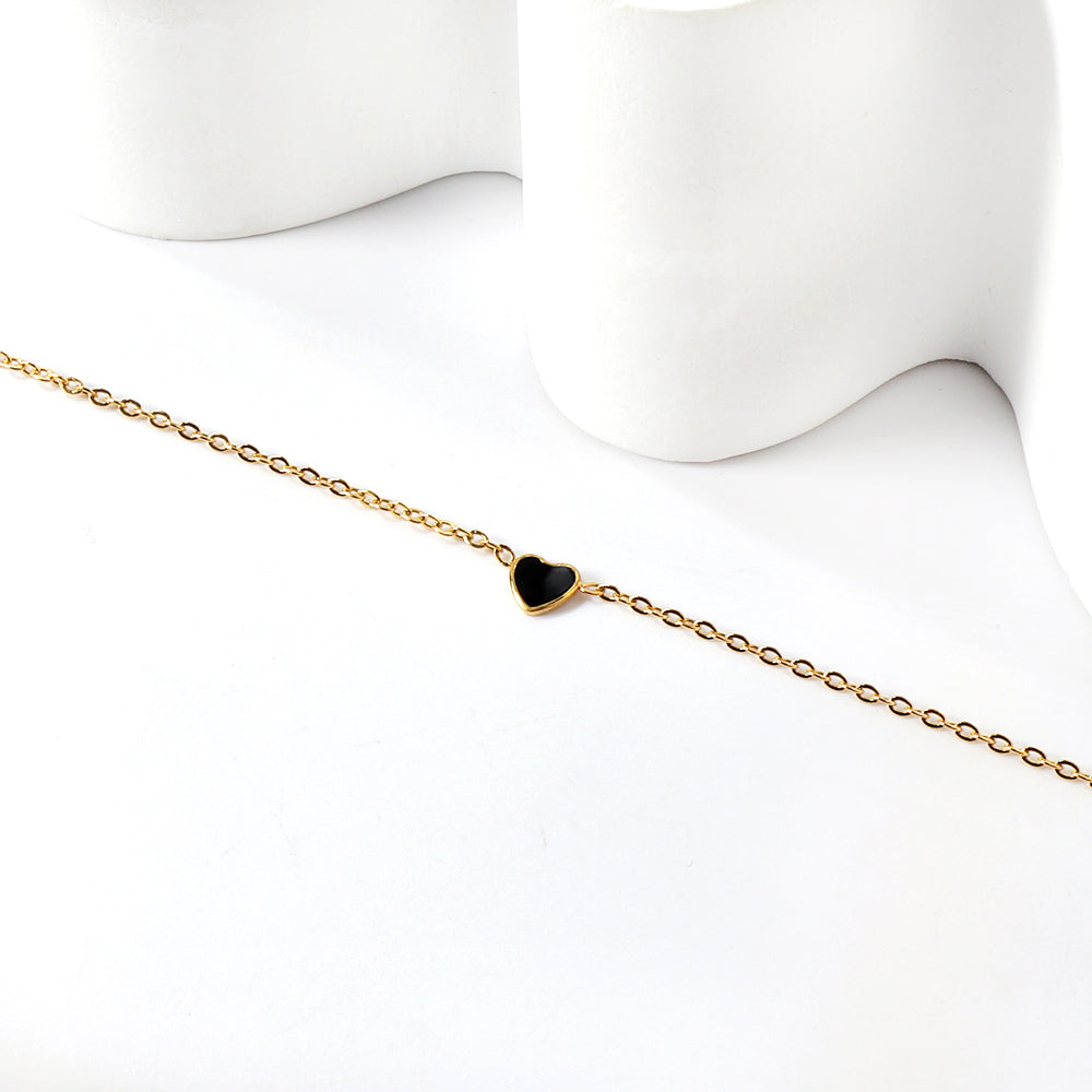 Bracelet à breloques cœur rouge et noir