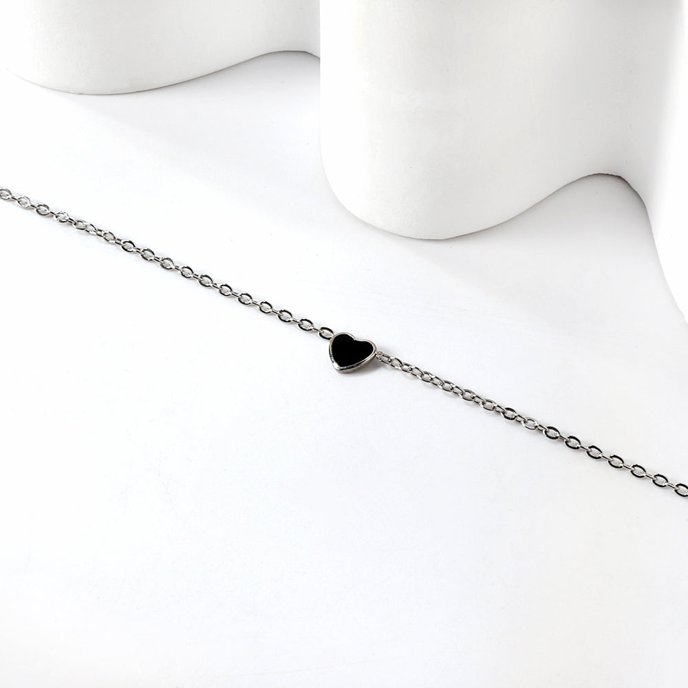 Bracelet à breloques cœur rouge et noir