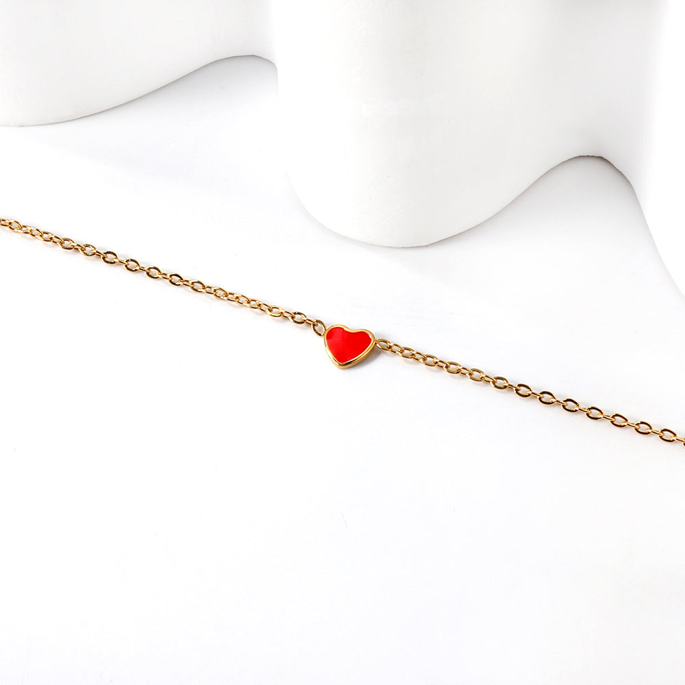 Bracelet à breloques cœur rouge et noir