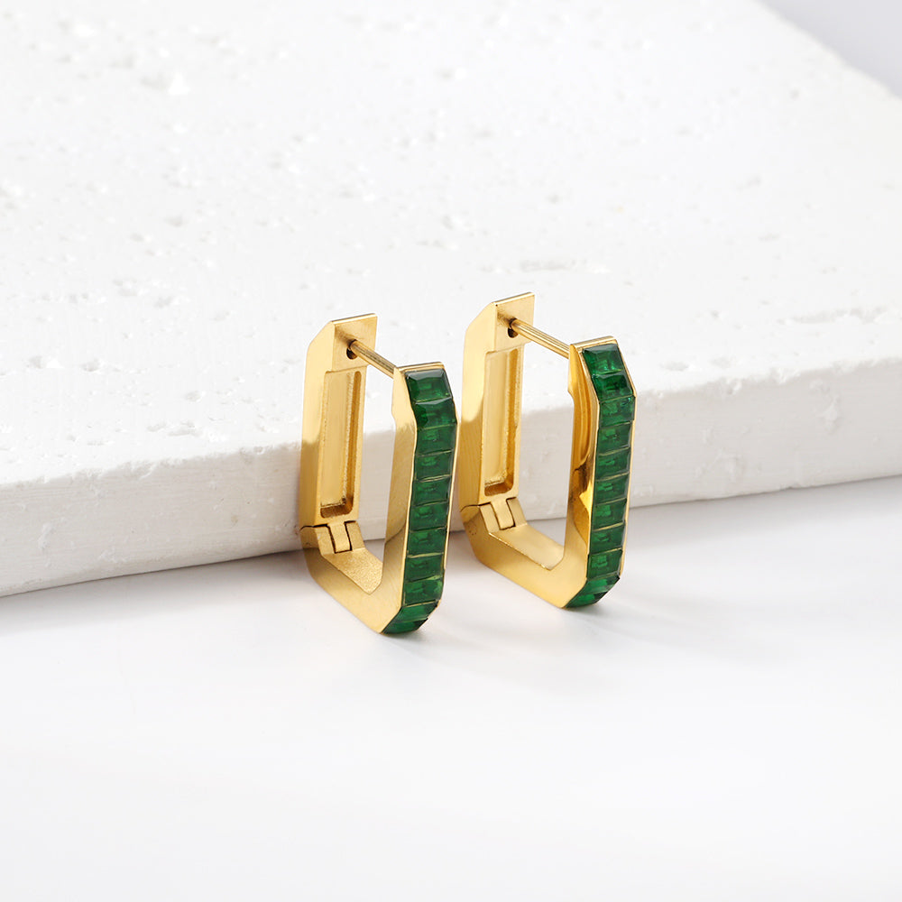 Rechthoekige diamant oorgesp