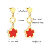 Perzikbloesem goudkleurige oorbellen met schelp