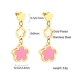 Perzikbloesem goudkleurige oorbellen met schelp