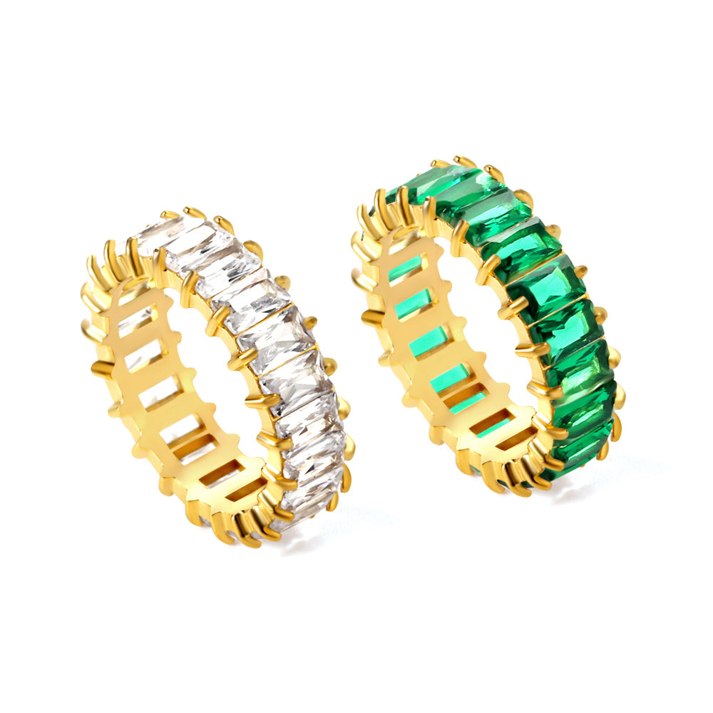 Rechthoekige luxe ring met volledige diamant