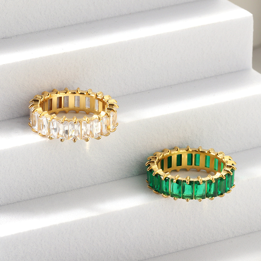 Rechthoekige luxe ring met volledige diamant