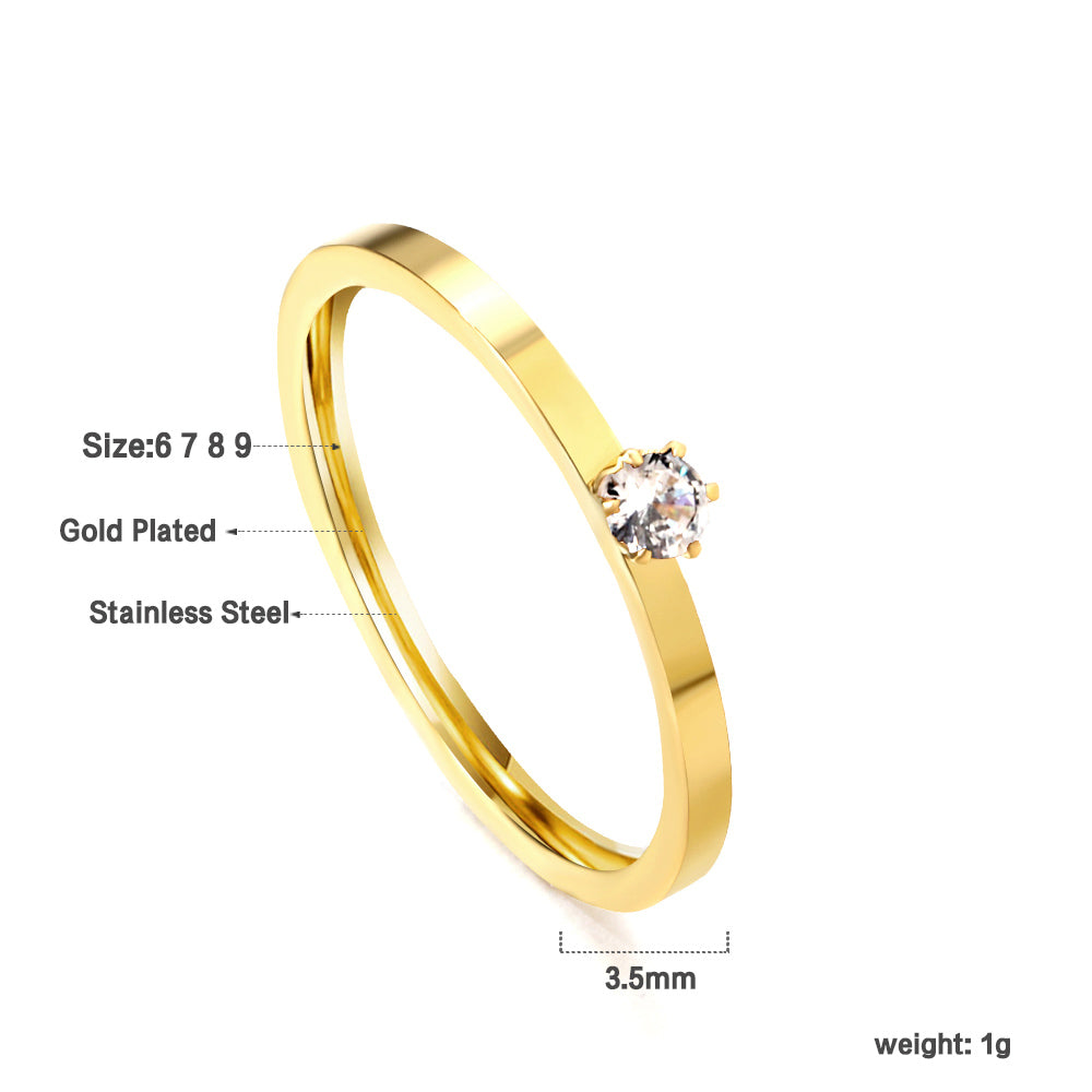 Bague unie en zircone multicolore