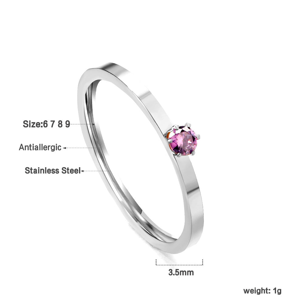 Bague unie en zircone multicolore