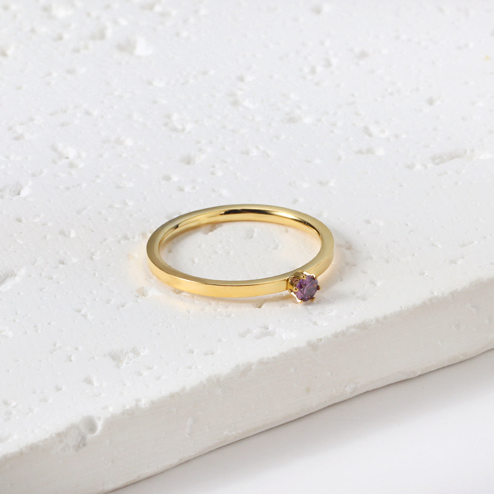 Bague unie en zircone multicolore