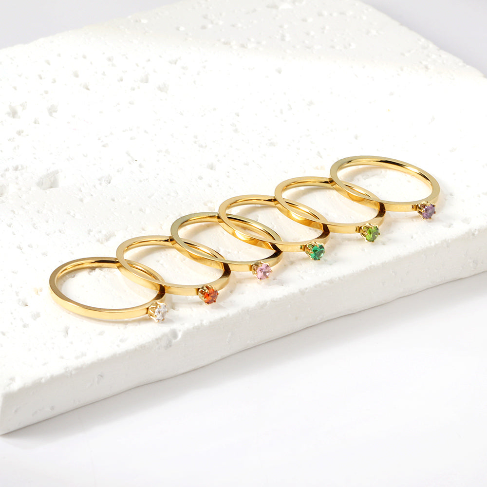 Bague unie en zircone multicolore