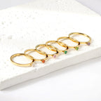 Bague unie en zircone multicolore