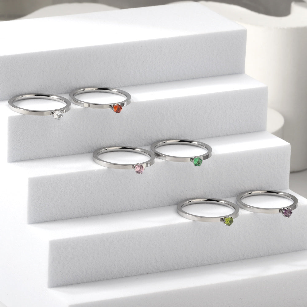 Bague unie en zircone multicolore