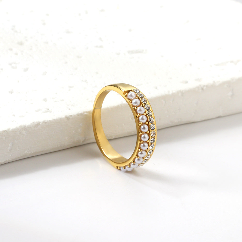 Bague ouverte avec micro-perles serties