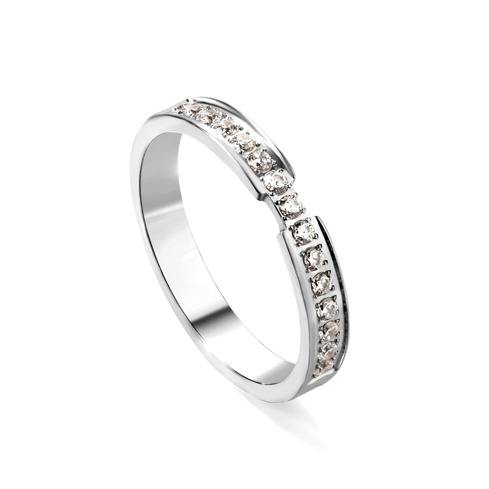 Ring met diamanten accent van goud en staal