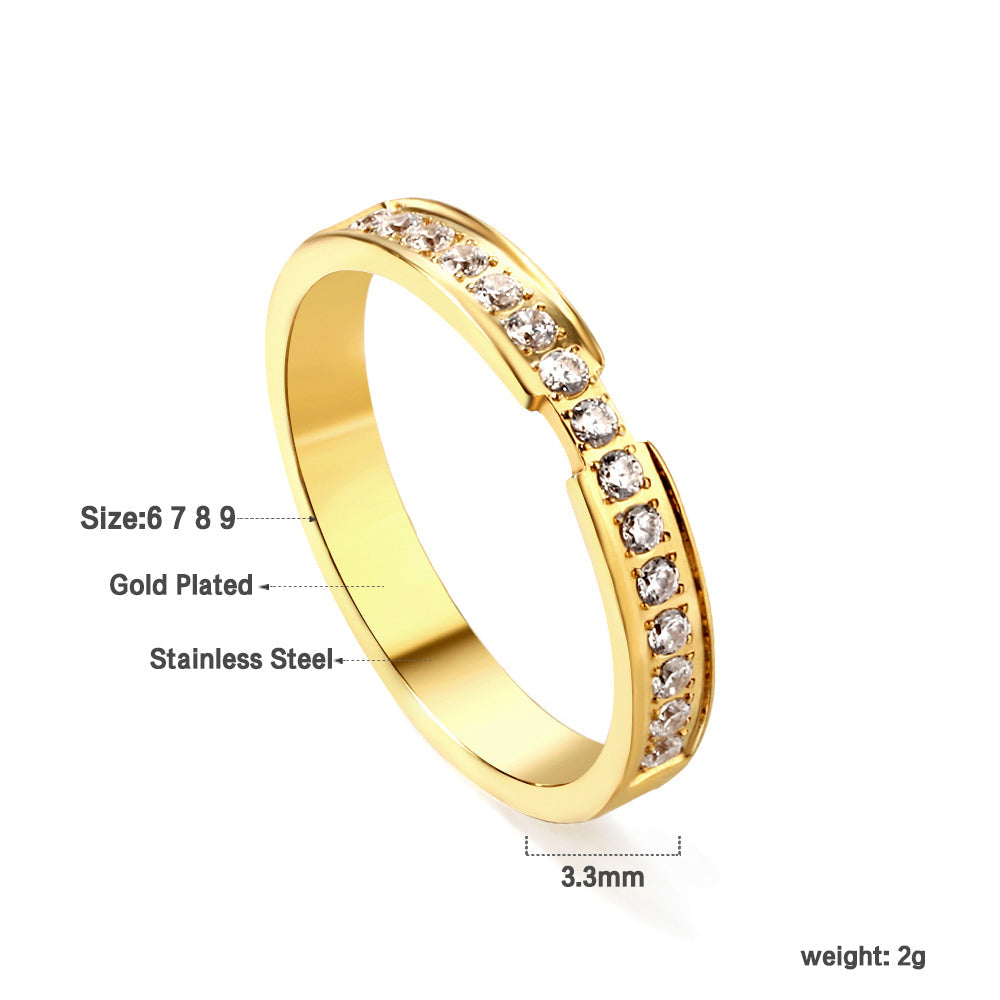Ring met diamanten accent van goud en staal