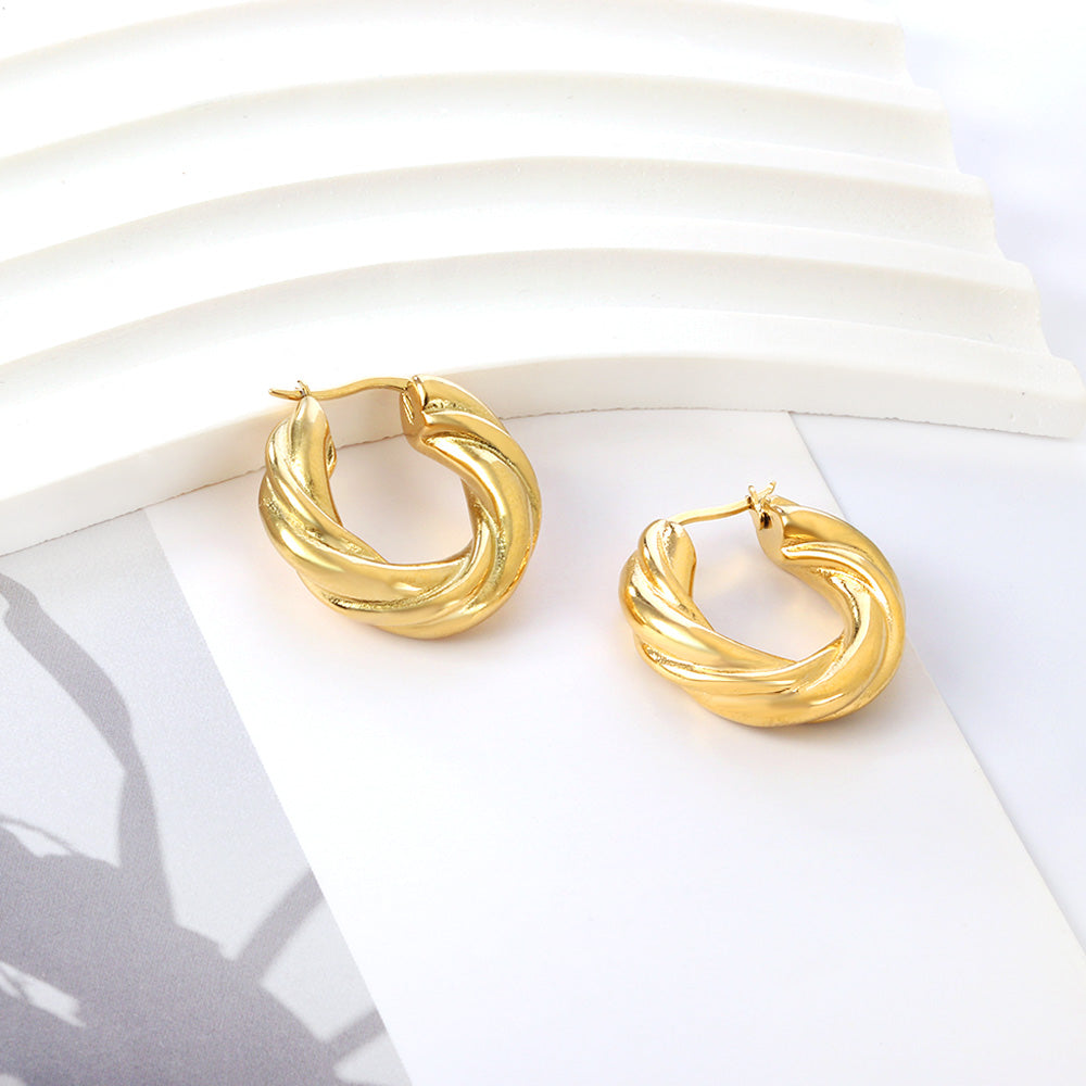 Twisted Round Hoop Earrings