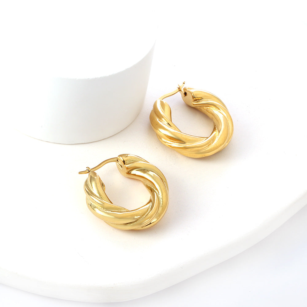 Twisted Round Hoop Earrings