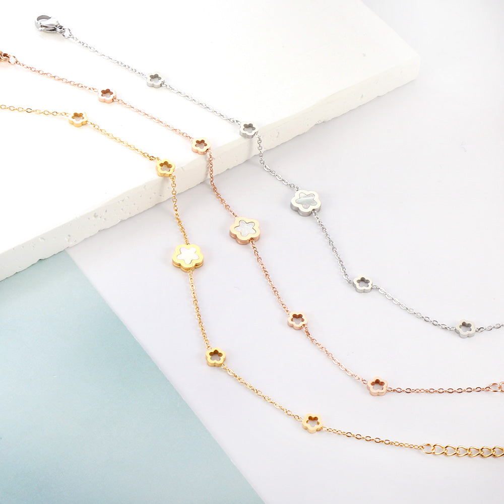 Perzikbloesem &amp; Witte Schelp Armband