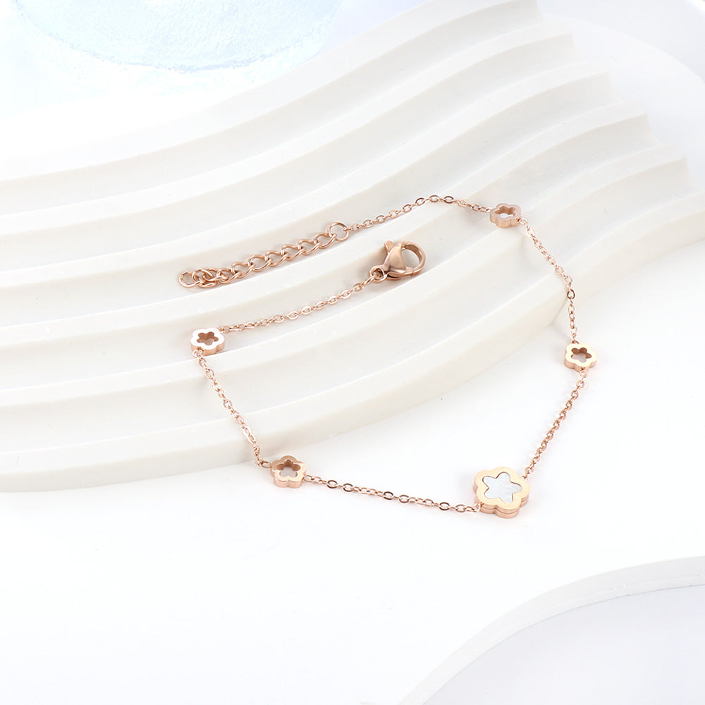 Perzikbloesem &amp; Witte Schelp Armband