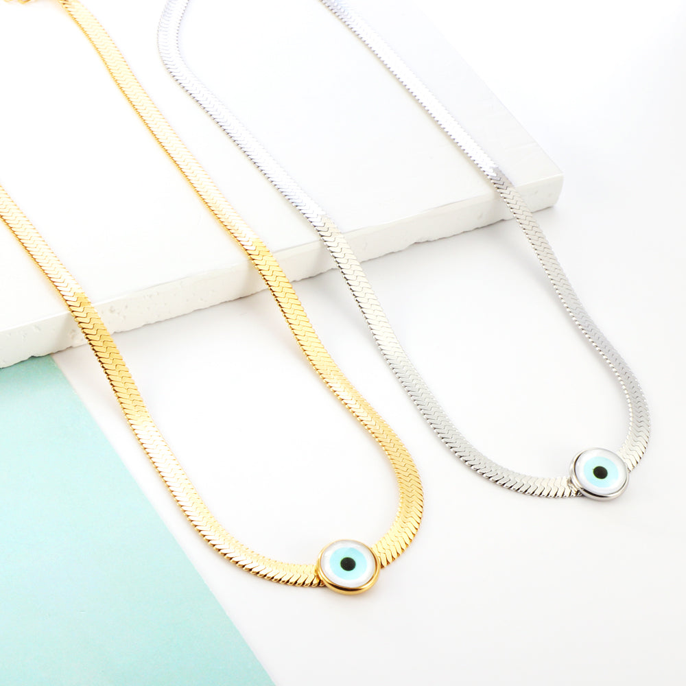 Lichtblauwe kattenoogsteen hanger ketting