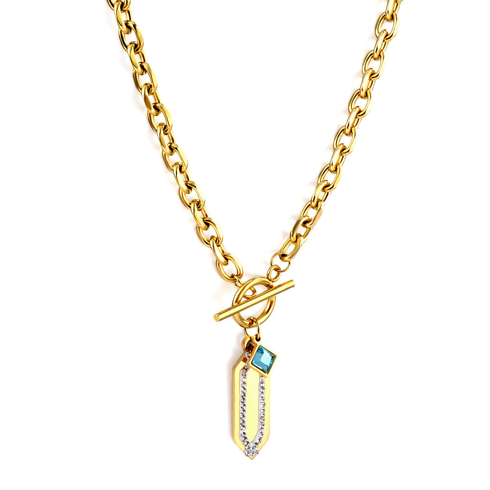 Ruit &amp; Meerblauwe Diamanten Hanger Ketting