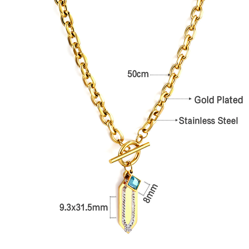 Ruit &amp; Meerblauwe Diamanten Hanger Ketting