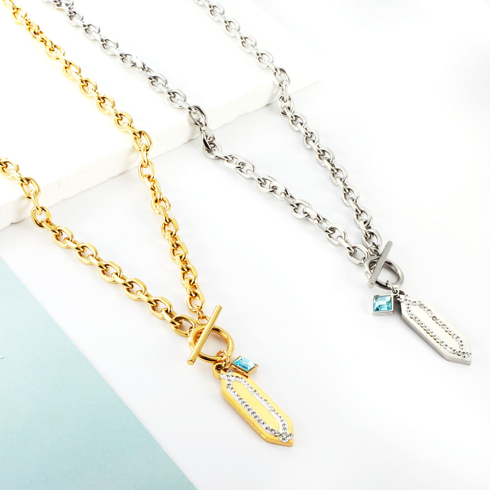 Ruit &amp; Meerblauwe Diamanten Hanger Ketting