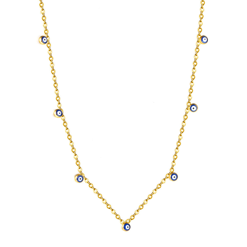 Gouden ketting met boze oog voor dames