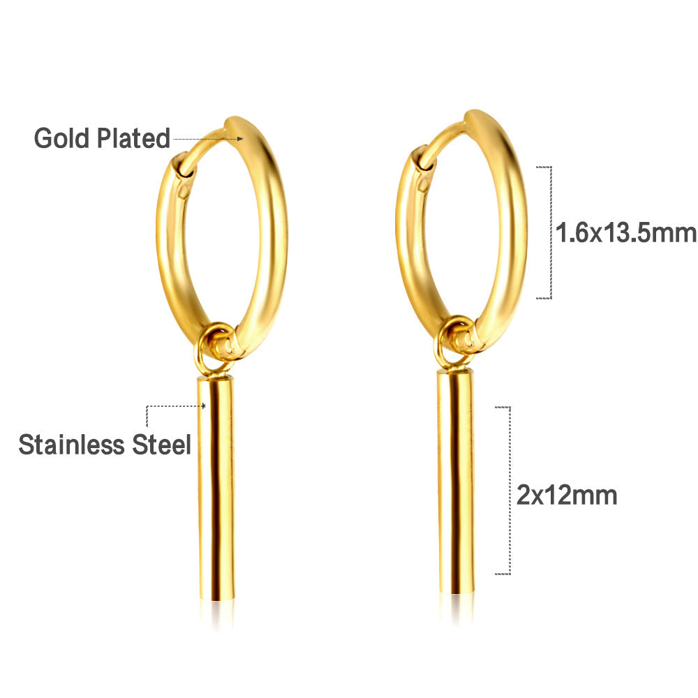 Cirkel met cilinder goudkleurige oorbellen