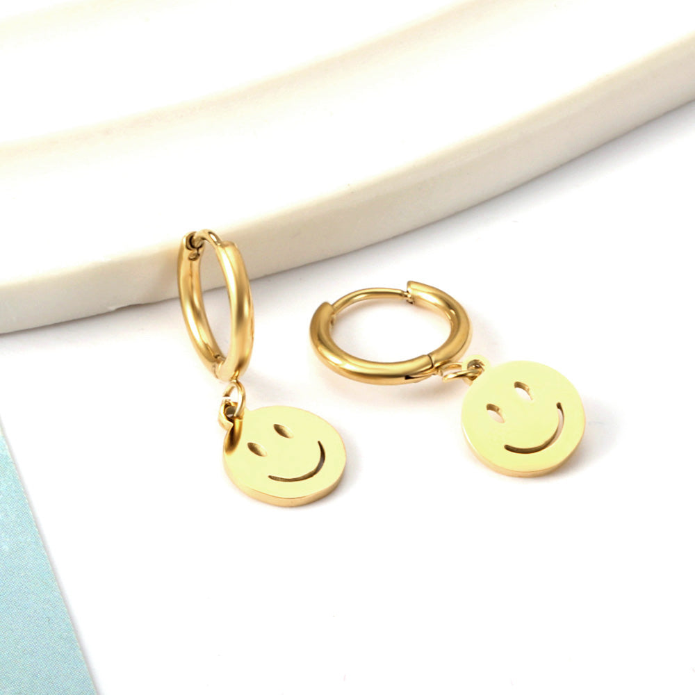 Smiley Face Circle Stud Oorbellen