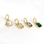 2.5x15mm multi-diamond stainless steel hoop earrings in gold finish featuring white, black, champagne, and green diamonds by The JCS Jewelry