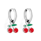 Boucles d'oreilles Cercle avec cerise rouge