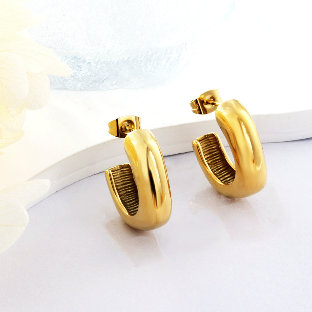 Open Square C Hoop Earrings