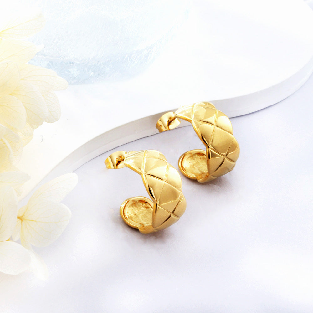 Boucles d'oreilles créoles ouvertes en forme de C demi-rondes