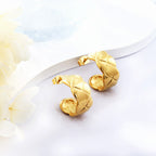 Boucles d'oreilles créoles ouvertes en forme de C demi-rondes