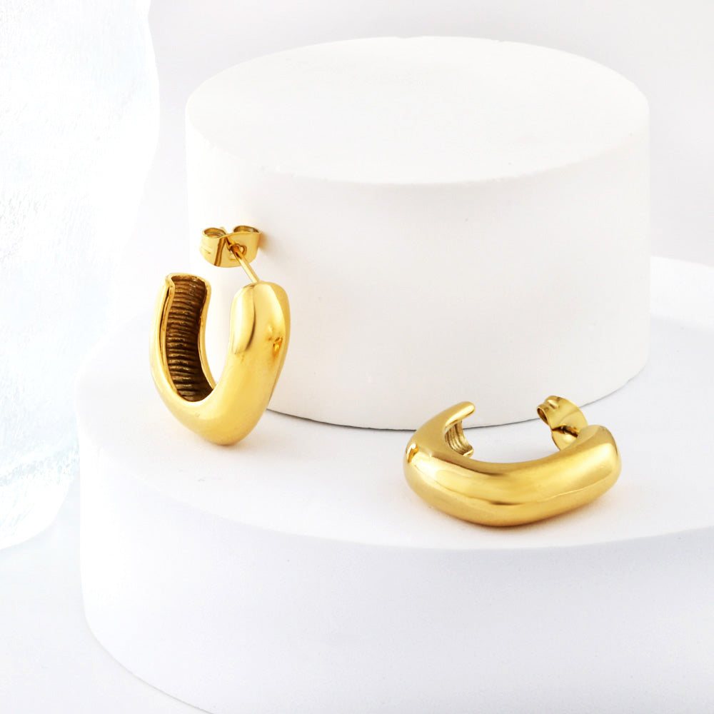 Open Square C Hoop Earrings